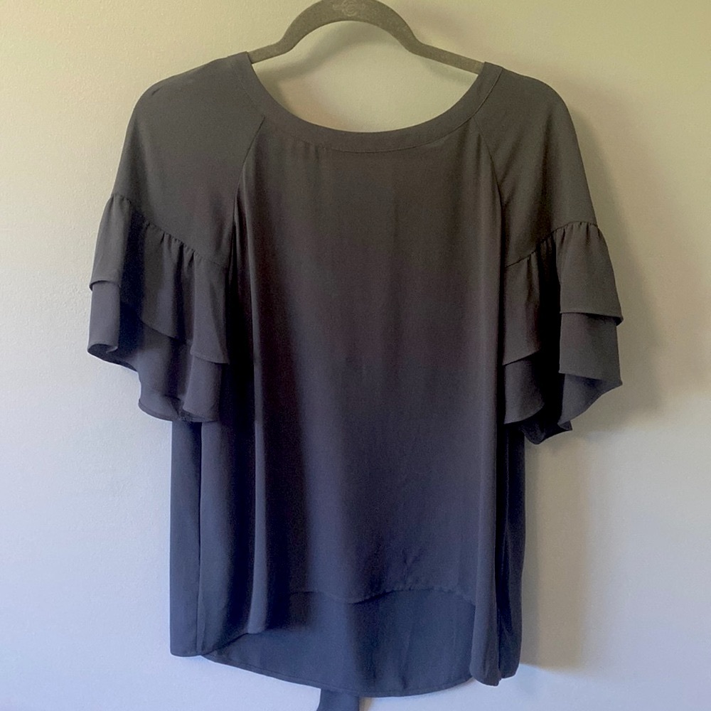 Loft Double Ruffle Sleeve Tie Back Blouse M